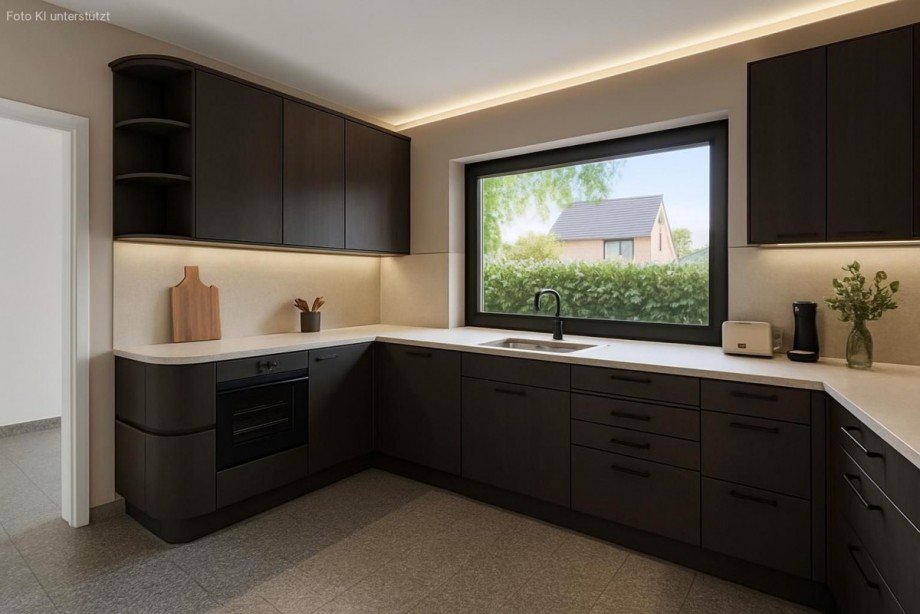 Einbauküche zum Vorgarten (Gestaltungsvorschlag KI-generiert) Einfamilienhaus Großhansdorf