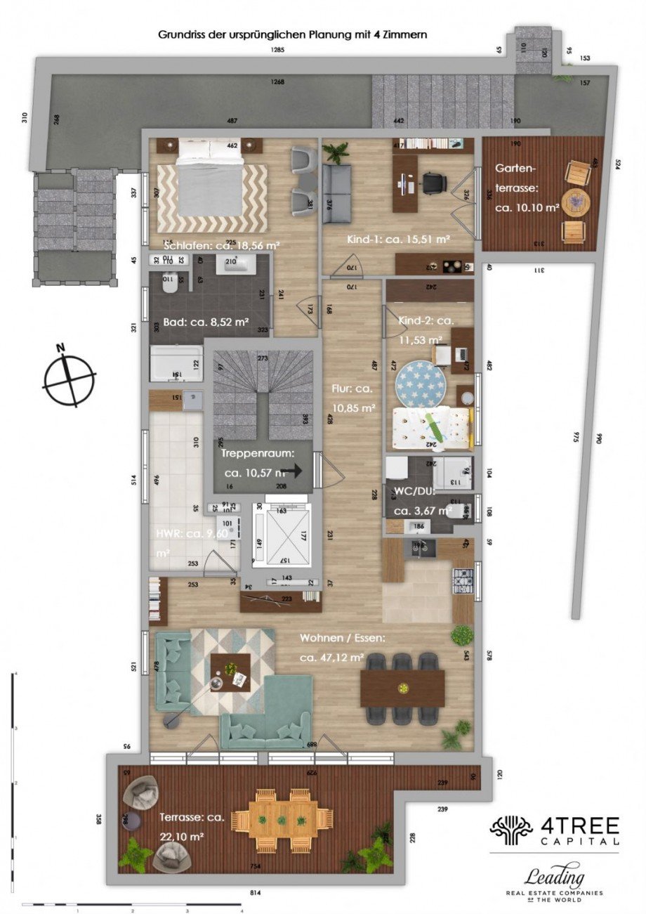 Grundriss Staffelgeschoss (ursprüngliche Planung) Penthousewohnung Heidelberg