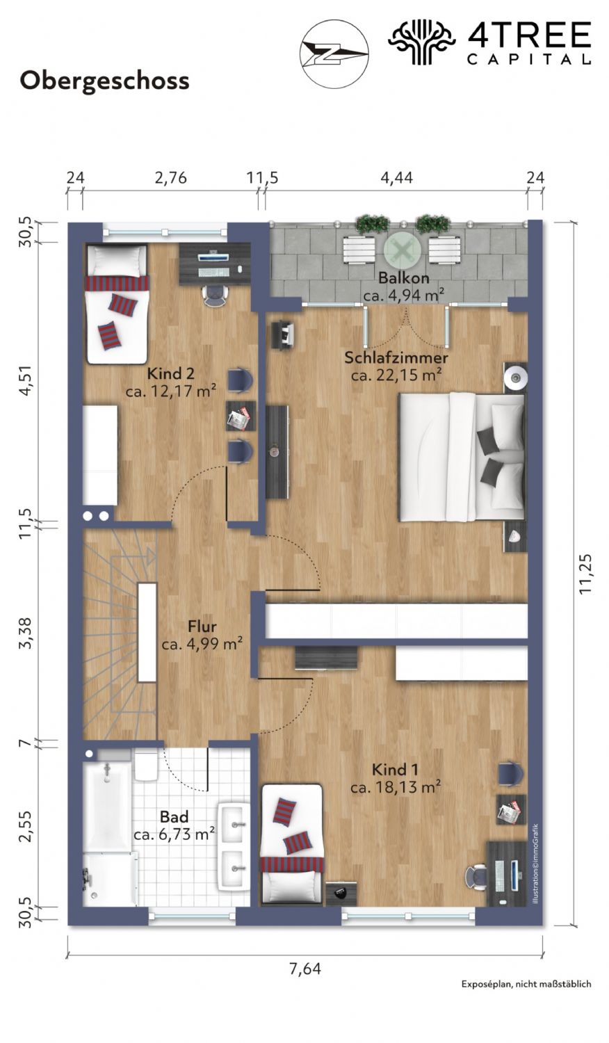 Grundriss OG Reihenmittelhaus Hamburg