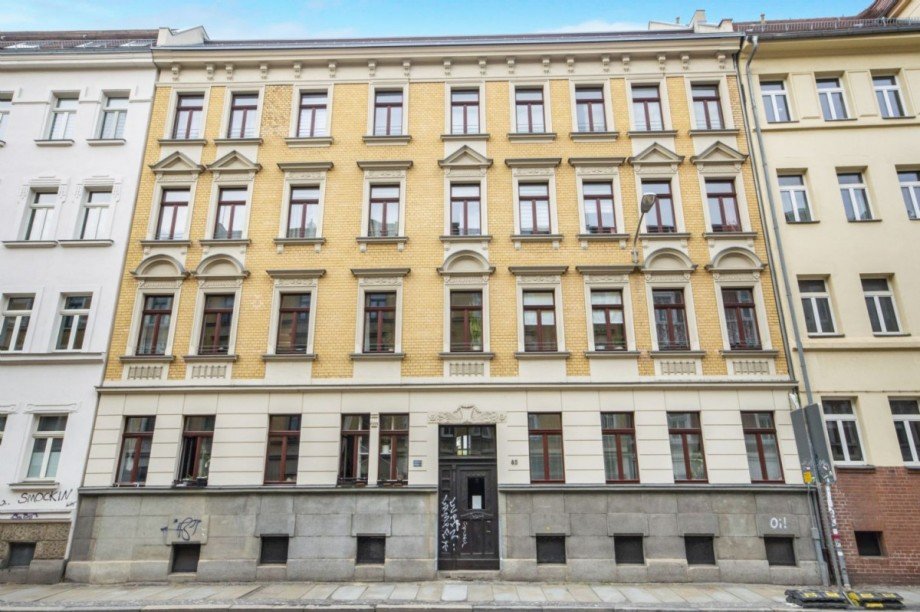 Straßenansicht frontal Etagenwohnung Leipzig