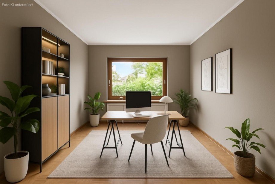 Büro- od. Essbereich im Wohnzimmer (Gestaltungsvorschlag KI-generiert) Einfamilienhaus Großhansdorf