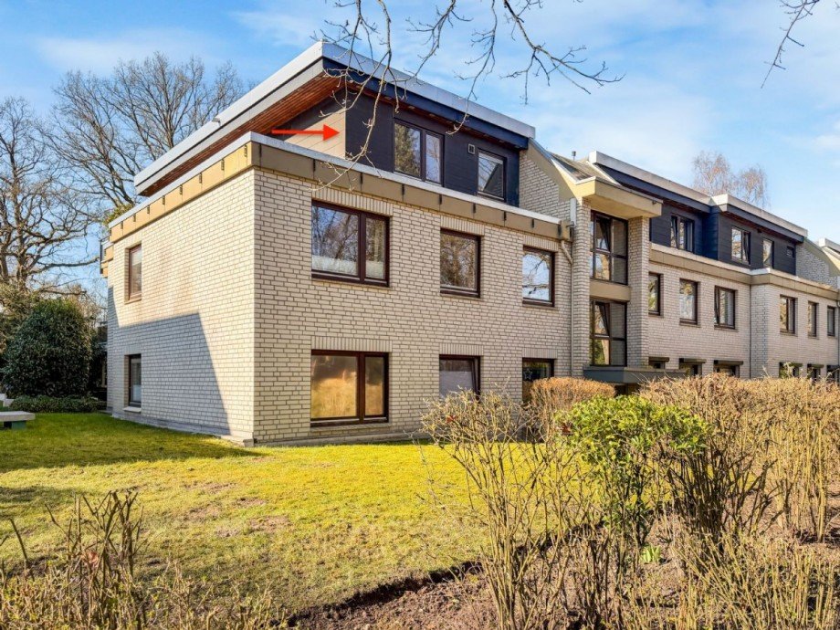 Giebelansicht des Hauses Penthousewohnung Hamburg