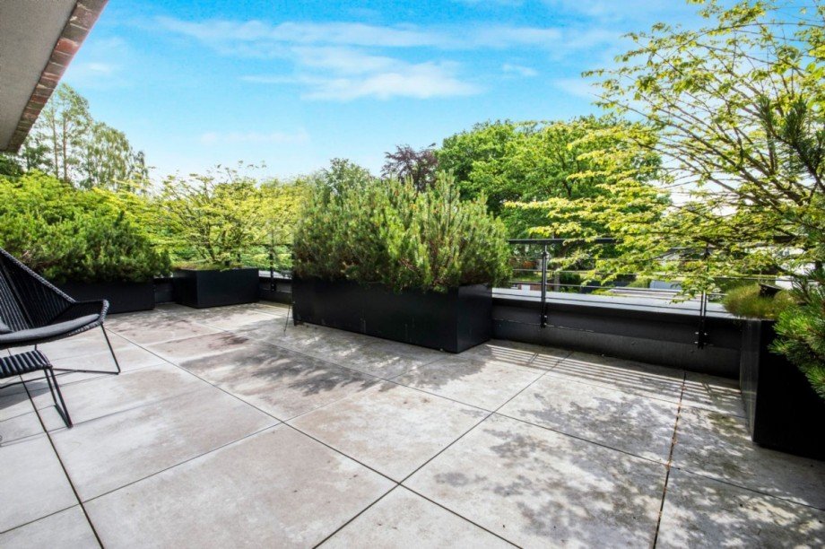 Große Dachterrasse mit Blick ins Grüne Villa Großhansdorf