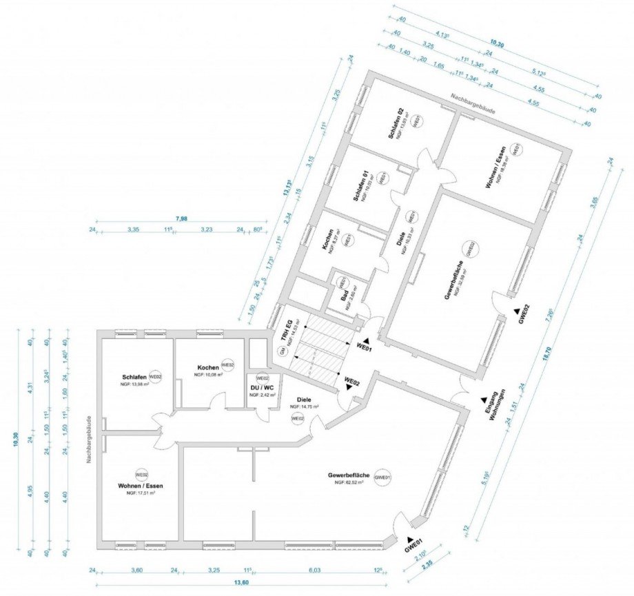 Grundriss EG Wohn- / Gesch�ftshaus Hamburg
