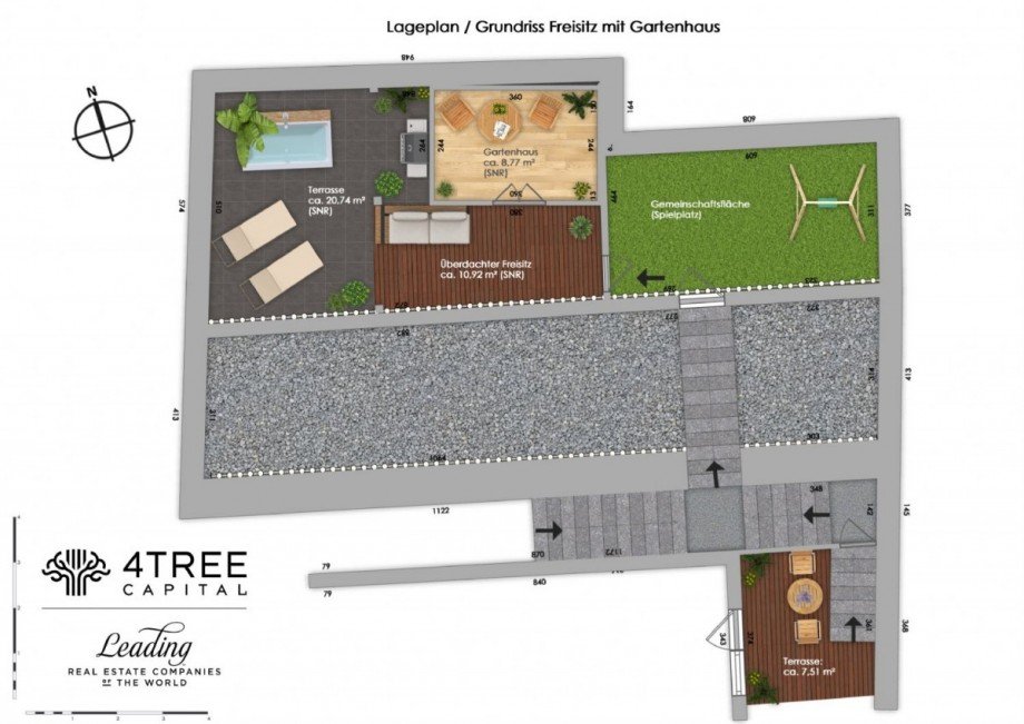 Lageplan / Grundriss Freisitz mit Gartenhaus Penthousewohnung Heidelberg