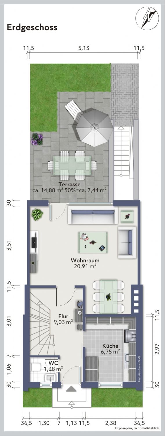 Grundriss EG Reihenendhaus Norderstedt