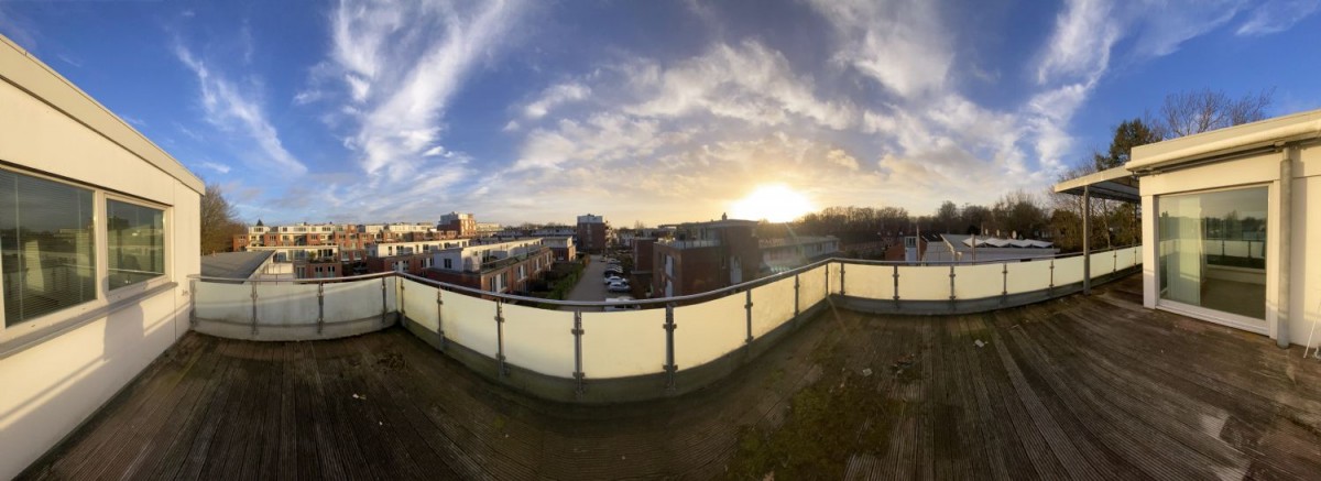 Panorama-Aussicht von der Dachterrasse Penthousewohnung Lübeck