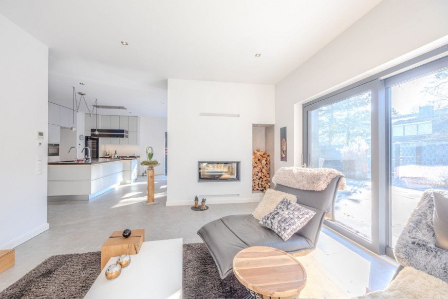 Wohnzimmer mit Terrassenzugang Einfamilienhaus Ammersbek