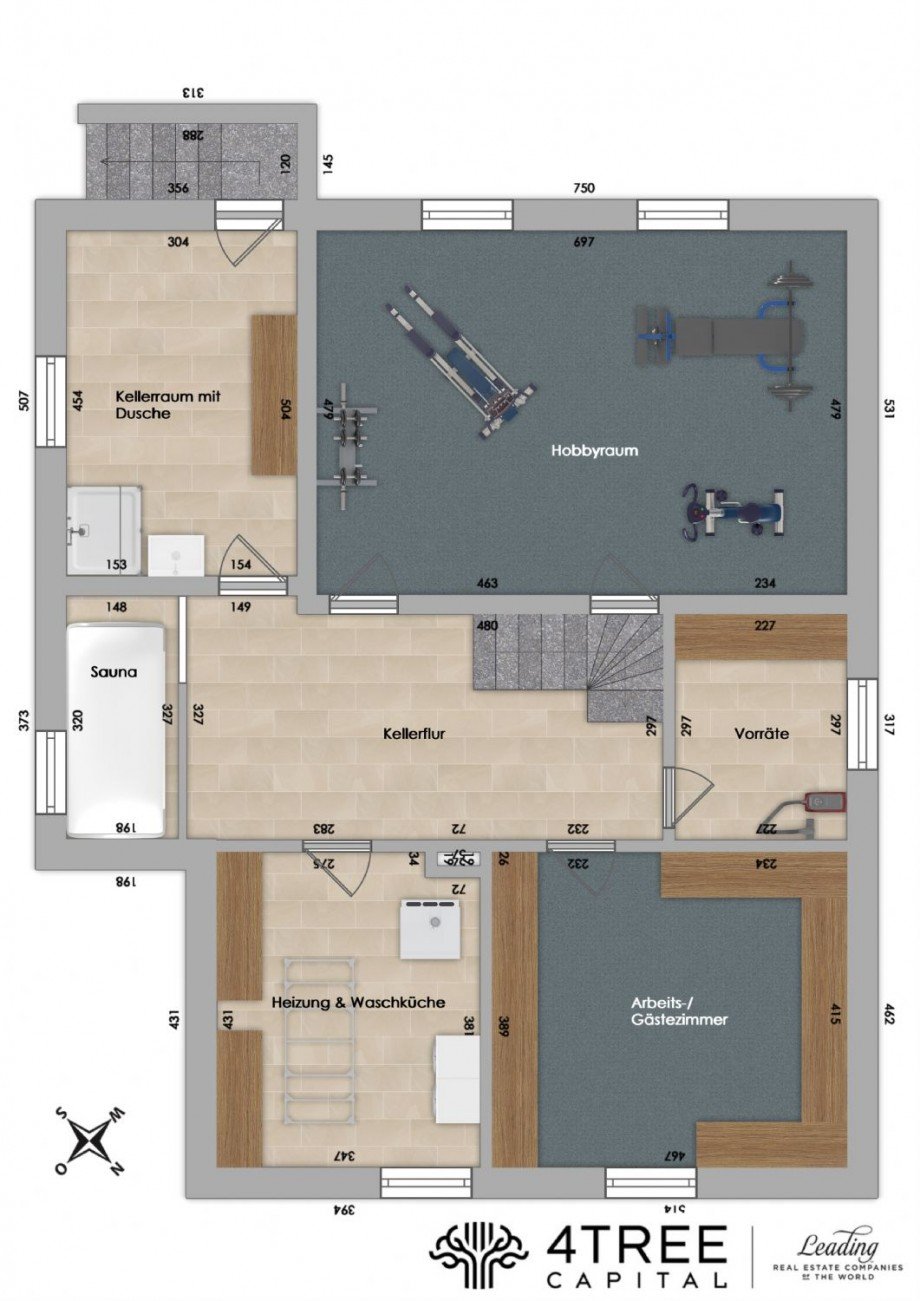 Grundriss Souterrain/ Untergeschoss Einfamilienhaus Grünendeich