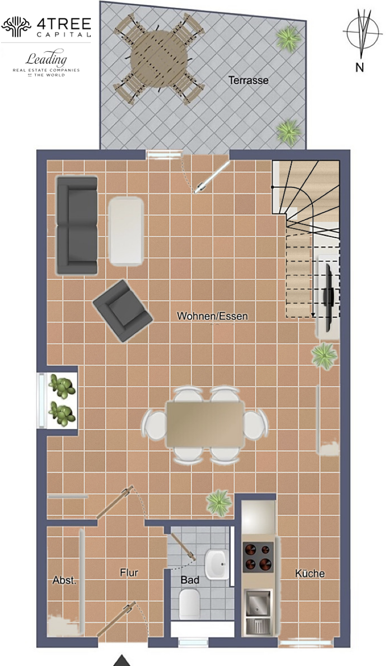 Grundriss Erdgeschoss Reihenendhaus Dranske