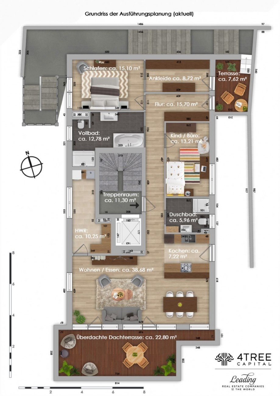 Grundriss Staffelgeschoss (aktuell) Penthousewohnung Heidelberg