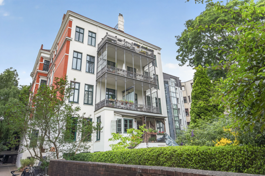 Gartenansicht des Hauses Penthousewohnung Hamburg