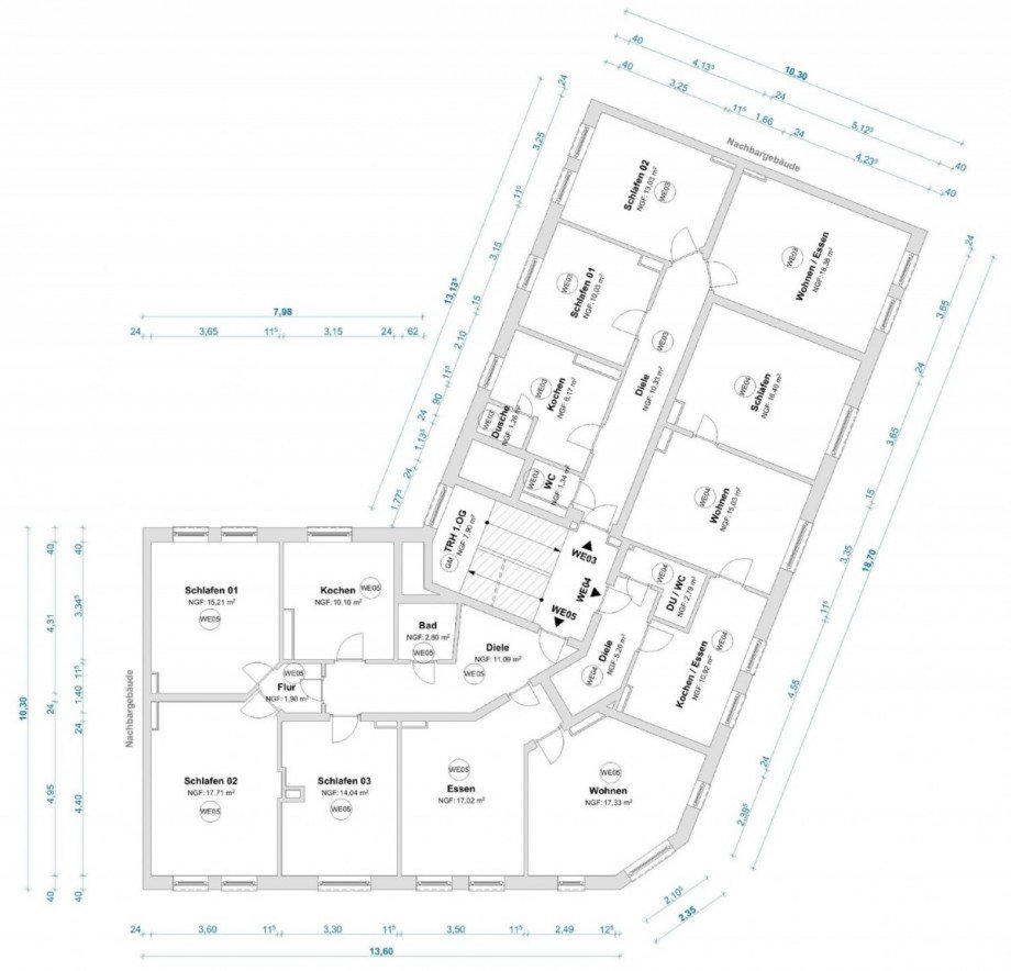 Grundriss 1. OG Wohn- / Gesch�ftshaus Hamburg
