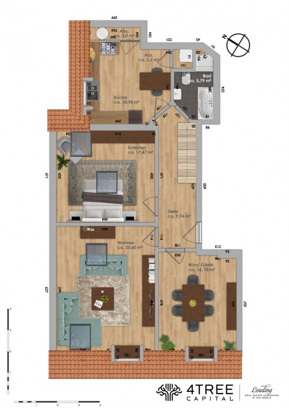 Grundriss der Wohnung Penthousewohnung Hamburg